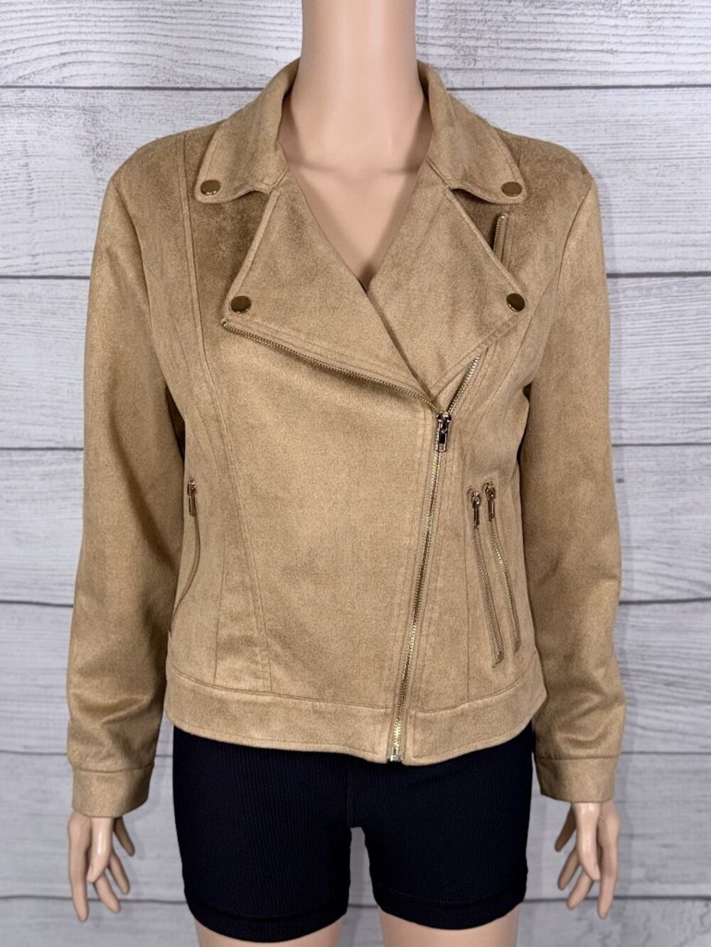 🤎 Francesca’s ALYA Faux Suede Moto Biker Jacket Brown Camel Size M